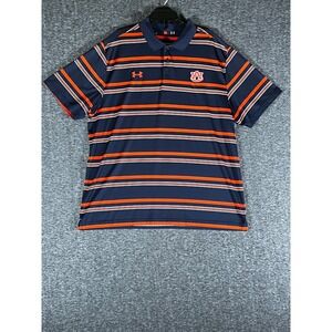 Under Armour Auburn Tigers Mens Navy Orange Stripe Polo Mens XL